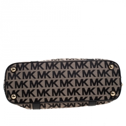 Pre Owned MICHAEL Michael Kors Black/Beige Signature Canvas Tote