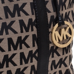 Pre Owned MICHAEL Michael Kors Black/Beige Signature Canvas Tote