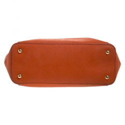 Pre Owned MICHAEL Michael Kors Orange Saffiano Leather Top Zip Jet Set Tote