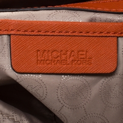 Pre Owned MICHAEL Michael Kors Orange Saffiano Leather Top Zip Jet Set Tote