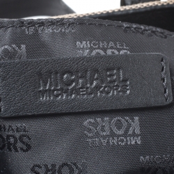 Pre Owned MICHAEL Michael Kors Black/Beige Signature Canvas and Leather Harness Grab Shoulder Bag