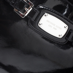 Pre Owned Michael Michael Kors Black Patent Leather East West Hamilton Tote