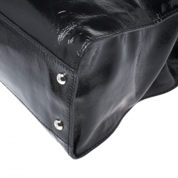 Pre Owned Michael Michael Kors Black Patent Leather East West Hamilton Tote