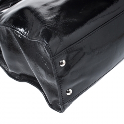 Pre Owned Michael Michael Kors Black Patent Leather East West Hamilton Tote