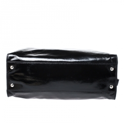 Pre Owned Michael Michael Kors Black Patent Leather East West Hamilton Tote