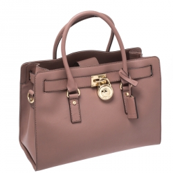 Pre Owned Michael Kors Pink Leather Hamilton tote 