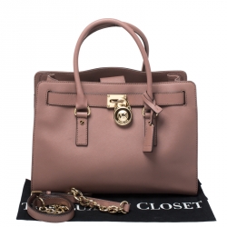 Pre Owned Michael Kors Pink Leather Hamilton tote 