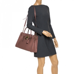 Pre Owned Michael Kors Pink Leather Hamilton tote 