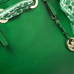 Pre Owned حقيبة يد مايكل مايكل كورس وشاح جت ست كبيرة جلد خضراء