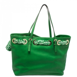 Pre Owned حقيبة يد مايكل مايكل كورس وشاح جت ست كبيرة جلد خضراء