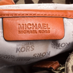 Pre Owned حقيبة مايكل مايكل كروس جيب جانبي جلد وكانفاس برتقالية / بيج