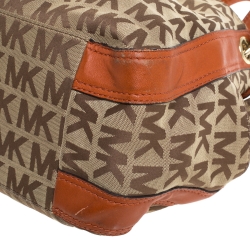 Pre Owned حقيبة مايكل مايكل كروس جيب جانبي جلد وكانفاس برتقالية / بيج