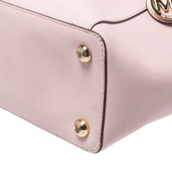 Pre Owned حقيبة يد مايكل مايكل كورس جت ست سحاب علوي جلد وردية فاتحة