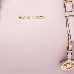 Pre Owned حقيبة يد مايكل مايكل كورس جت ست سحاب علوي جلد وردية فاتحة