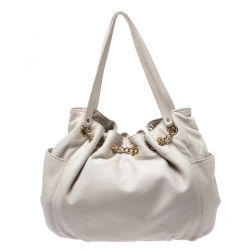 Pre Owned حقيبة كتف مايكل مايكل كورس أربطة جلد بيضاء