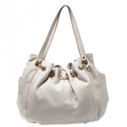 Pre Owned MICHAEL Michael Kors White Leather Drawstring Shoulder Bag