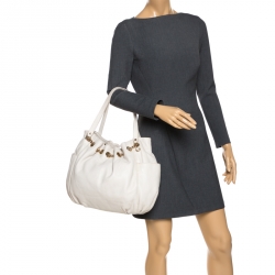 Pre Owned حقيبة كتف مايكل مايكل كورس أربطة جلد بيضاء