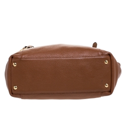 Pre Owned Michael Michael Kors Brown Saffiano Leather Top Zip Jet Set Tote