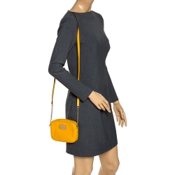 Pre Owned Michael Michael Kors Yellow Leather Ginny Camera Crossbody Bag