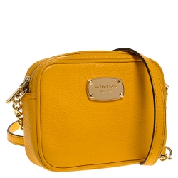 Pre Owned Michael Michael Kors Yellow Leather Ginny Camera Crossbody Bag