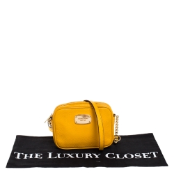 Pre Owned Michael Michael Kors Yellow Leather Ginny Camera Crossbody Bag
