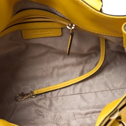Pre Owned MICHAEL Michael Kors Yellow Leather Studded Hamilton Tote