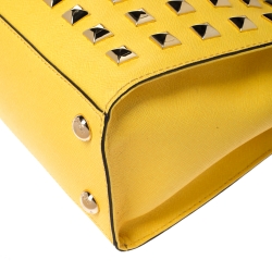 Pre Owned MICHAEL Michael Kors Yellow Leather Studded Hamilton Tote