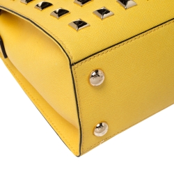 Pre Owned MICHAEL Michael Kors Yellow Leather Studded Hamilton Tote