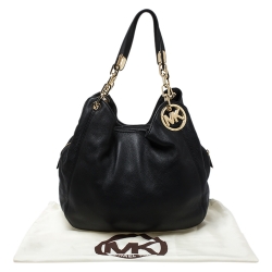 Pre Owned حقيبة هوبو مايكل مايكل كورس سلسلة ليلي جلد سوداء