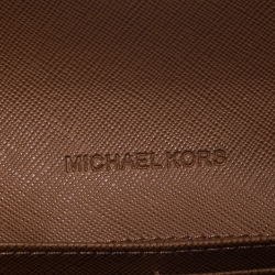 Pre Owned Michael Kors Brown Leather Fulton Flap Continental Wallet