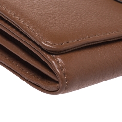 Pre Owned Michael Kors Brown Leather Fulton Flap Continental Wallet