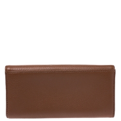 Pre Owned Michael Kors Brown Leather Fulton Flap Continental Wallet