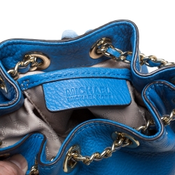 Pre Owned MICHAEL Michael Kors Blue Leather Frankie Bucket Bag