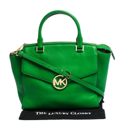Pre Owned MICHAEL Michael Kors Green Leather Hudson Satchel