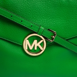 Pre Owned MICHAEL Michael Kors Green Leather Hudson Satchel