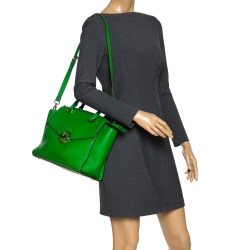 Pre Owned MICHAEL Michael Kors Green Leather Hudson Satchel
