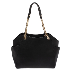 Pre Owned حقيبة كتف مايكل مايكل كروس سيت جيت جلد سوداء بسلسلة