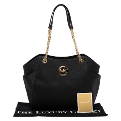 Pre Owned حقيبة كتف مايكل مايكل كروس سيت جيت جلد سوداء بسلسلة