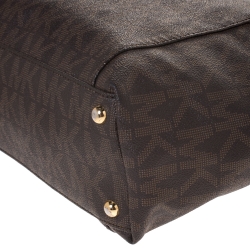 Pre Owned حقيبة مايكل مايكل كورس كانقاس جيت سيت بني داكن بسحاب علوي 