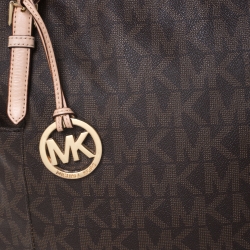 Pre Owned حقيبة مايكل مايكل كورس كانقاس جيت سيت بني داكن بسحاب علوي 