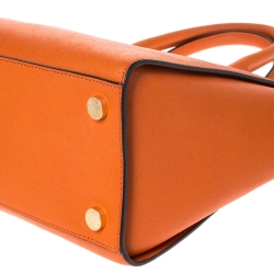 Pre Owned MICHAEL Michael Kors Orange Saffiano Leather Large Selma Satchel
