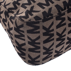 Pre Owned MICHAEL Michael Kors Beige/Black Signature Canvas and Leather Shoulder Bag