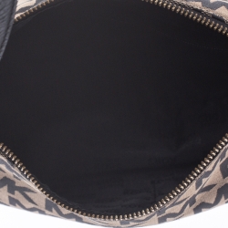 Pre Owned MICHAEL Michael Kors Beige/Black Signature Canvas and Leather Shoulder Bag