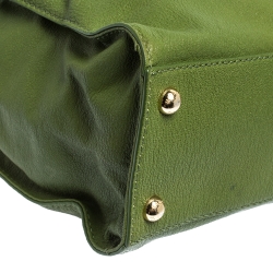 Pre Owned MICHAEL Michael Kors Green Leather Large Hamilton North South Tote