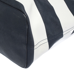 Pre Owned Michael Kors Tricolor Stripe Saffiano Leather Jet Set Tote