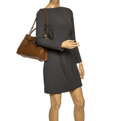 Pre Owned MICHAEL Michael Kors Brown Leather Medium Hamilton East West Tote