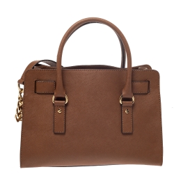 Pre Owned MICHAEL Michael Kors Brown Leather Medium Hamilton East West Tote