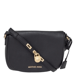 Pre Owned MICHAEL Michael Kors Black Leather Hamilton Messenger Bag