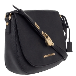 Pre Owned MICHAEL Michael Kors Black Leather Hamilton Messenger Bag