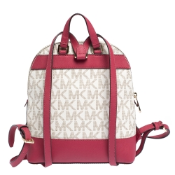MICHAEL Michael Kors Beige/Pink Floral Signature Coated Canvas Emmy Backpack